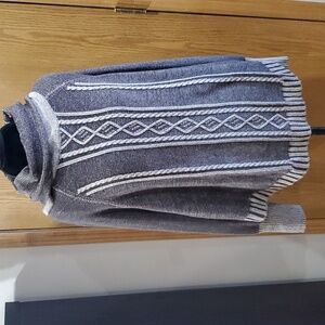 Tribal poncho style with sleeves sweater brown and tan